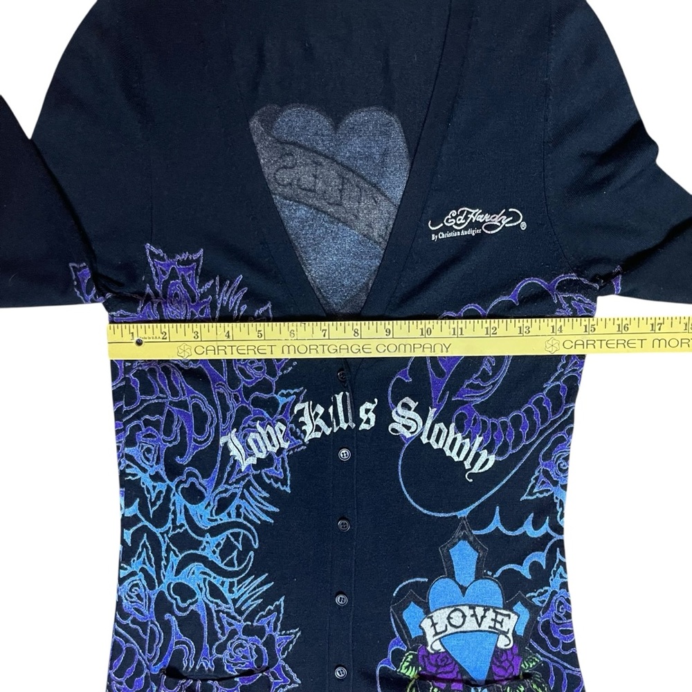 Ed Hardy Long Cardigan Cover Up Love Kills Slowly Medium Vintage Y2K Streetwear - Picture 14 of 16